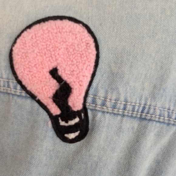 Compania Fantastica Blue Denim Jean Applique Jacket With Colorful Patchwork Sz M - Picture 10 of 16